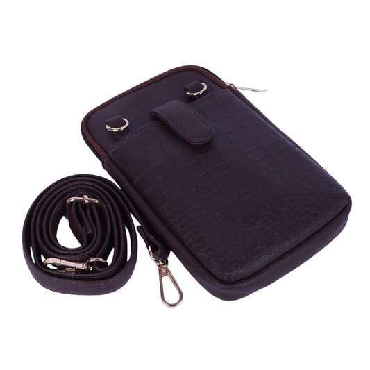 WALNUT CROCO- Mobile Sling Bag