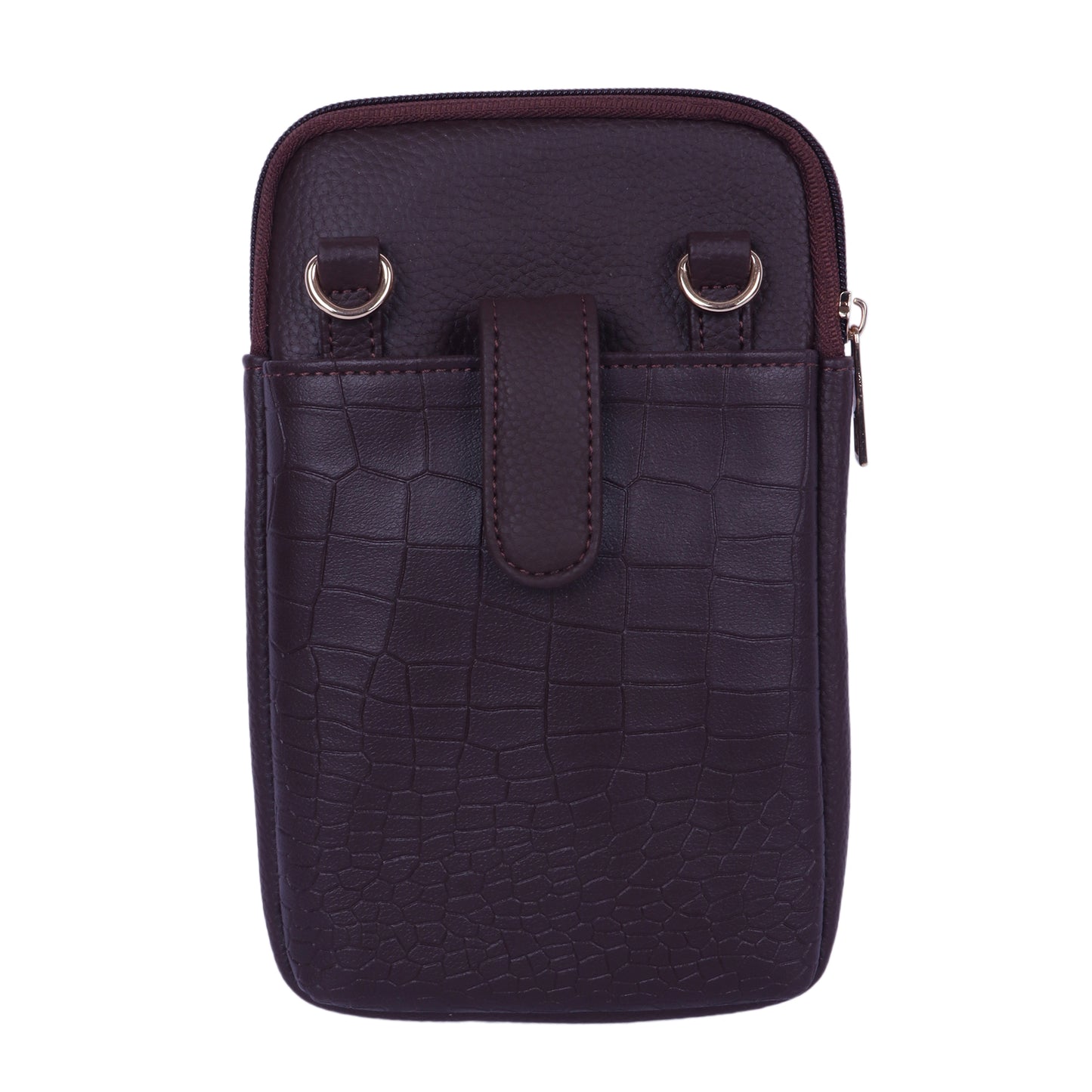 WALNUT CROCO- Mobile Sling Bag