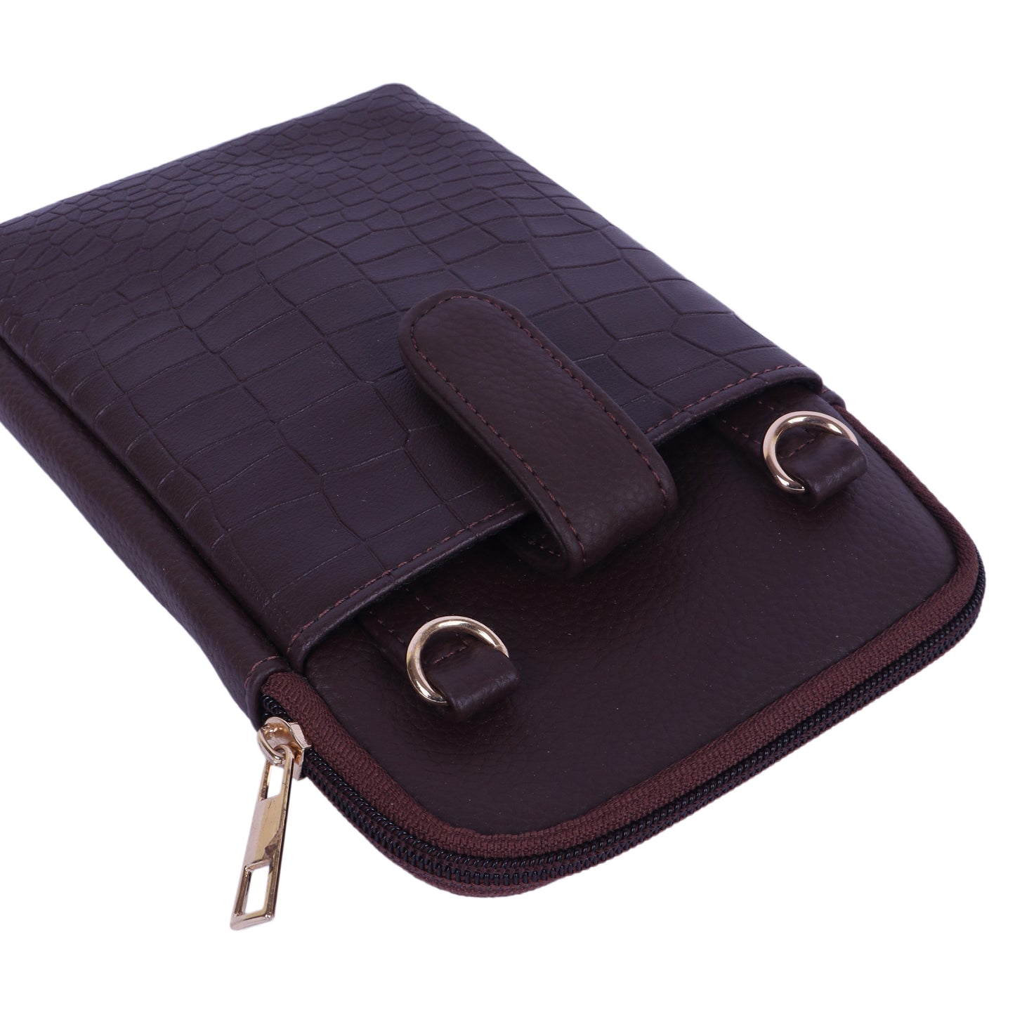 WALNUT CROCO- Mobile Sling Bag