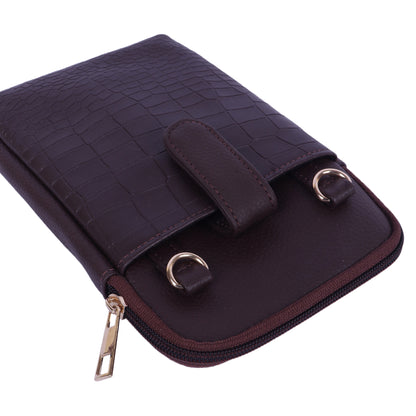 WALNUT CROCO- Mobile Sling Bag